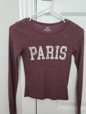 Pink Republic Mauve Ribbed Long Sleeve Top with PARIS Graphic
